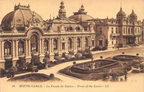A871 Monaco Monte Carl Front of the Casino Vintage Postkarte