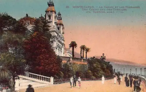 A871 Monaco Monte Carlo Casino and The Terrace Vintage Postkarte