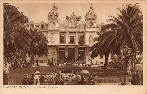 A872 Monaco Monte Carlo Entree du Casino Entry Vintage Postkarte