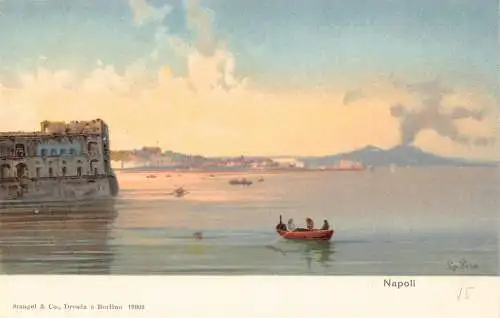 L071 Italien Neapel Boot Oldtimer Postkarte