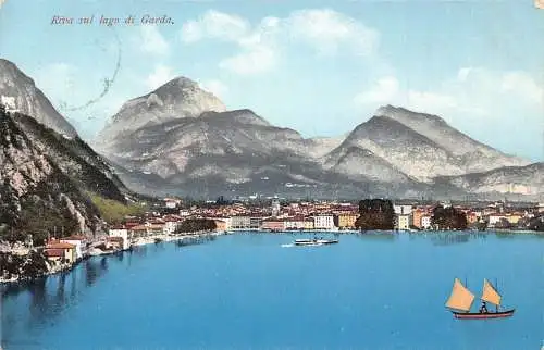 L071 Italien Riva sul lago di Garda 1909 Boot Vintage Postkarte