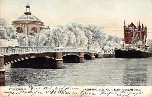 L070 Schweden Stockholm 1905 Schiffe Boote Postkarte