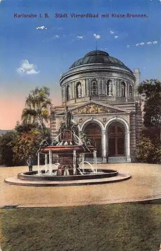 Deutschland Karlsruhe i B Staedt Vierordtbad Klose Brunnen Brunnen Postkarte