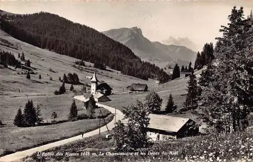 C008 Schweiz, Le Chamossaire, L'Eglise des Mosses Vintage Postkarte