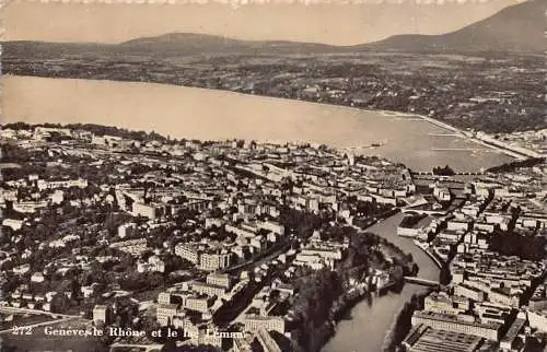 C008 Schweiz, Geneve, le Rhone et le lac Leman Vintage Postkarte