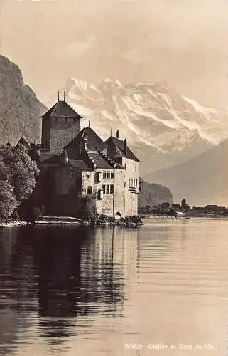 C008 Schweiz, Chillon et Dent du Midi Vintage Postkarte