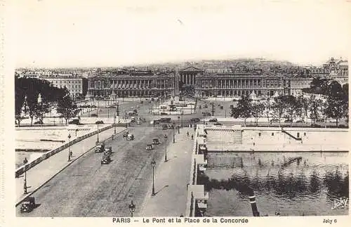 C009 Frankreich, Paris, Le pont et la Place de la Concorde Vintage Postkarte