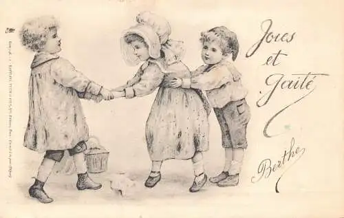 L162 Grüße 1902 Kinder spielen Humor Comic Postkarte