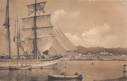 L071 Italien Messina zerstörter Blick von den Seebooten Schiffen 1912 Vintage Postkarte