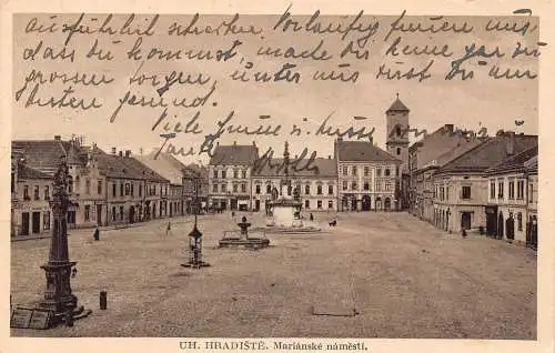 A061 Tschechien 1942 Uherske Hradiste Marienke namesti Platz Vintage Postkarte