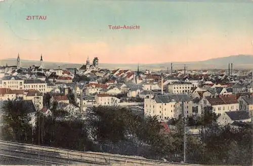 A061 Deutschland 1912 Zittau Panoramablick Vintage Postkarte
