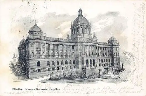 A061 Tschechien 1899 Prag Museum Kralosvtvi Ceskeho Vintage Postkarte