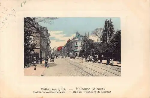 L005 Deutschland 1913 Mulhausen Mulhouse animierte Straßenradler Vintage Postkarte