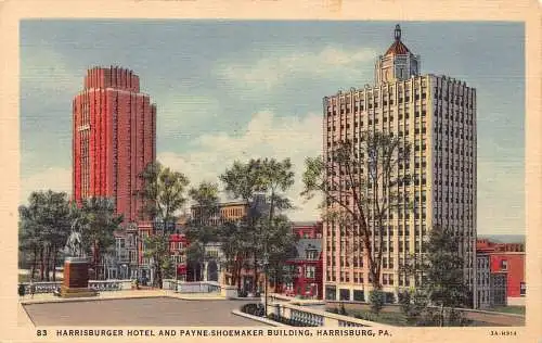 L068 US Harrisburg PA Hotel und Payne Schuhmacher Gebäude Postkarte