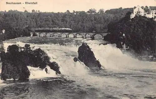 A060 Schweiz 1911 Neuhausen am Rheinfall Dampfzug auf Brücke Postkarte