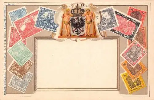 L005 Deutschland Briefmarken und Wappen Zieher Litho Vintage Postkarte