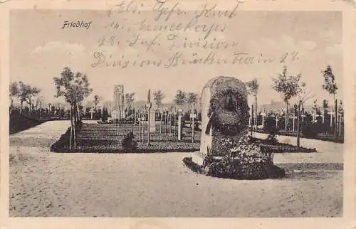 L005 Deutschland 1916 Friedhof Divisionen Bruckentrain WWI Feldpost Vintage Postkarte