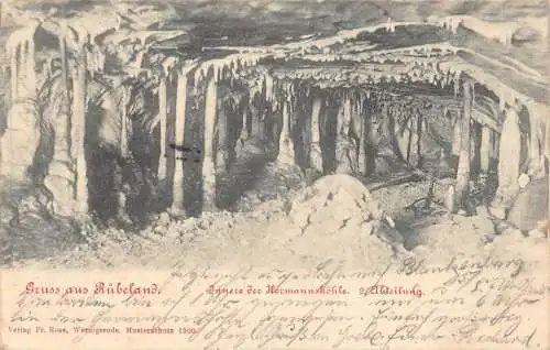 L005 Deutschland 1904 Gruss aus Ruebeland Höhle Vintage Postkarte