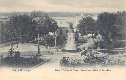 A878 Dominikanische Republik Santo Domningo Platz und Statue von Kolumbus Postkarte