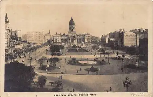 A878 Argentinien 1921 Buenos Aires Congress Square Vintage Postkarte