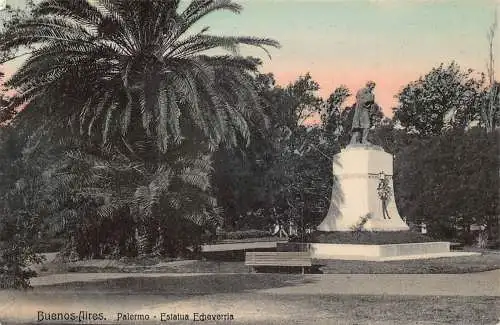 A879 Argentinien Buenos Aires Palermo Estatua Echeverria Statue Vintage Postkarte