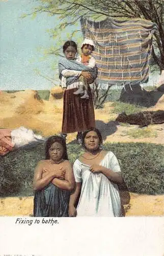 A877 Mexiko Fixierung zum Baden von Frauen Mutter Mädchen ethnische Ureinwohner Kultur Postkarte