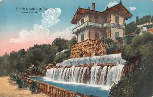 C009 Frankreich, SCHÖN (Alpes Maritimes) Cascade de Gairaut Vintage Postkarte