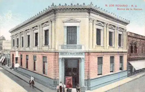 A878 Argentinien Rosario Banco de la Nacion Bank Vintage Postkarte