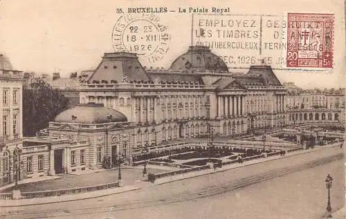 Belgien 1926 Brüssel Königspalast Philatelistisches Interesse Postkarte