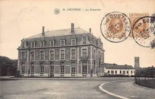 Belgien 1927 Ostende La Caserne Kaserne philatelistisches Interesse Postkarte