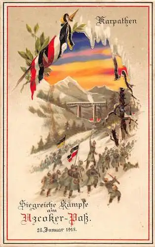 HTL Deutsche Soldaten WWI Karpaten Siegreich Kaempfe Uzrok Pass 1915 Postkarte