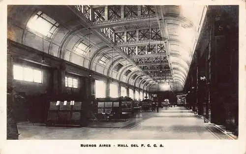 A877 Argentinien Buenos Aires Hall del FCCA Bahnhof Innenraum RPPC Postkarte