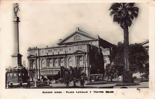 A878 Argentinien Buenos Aires Plaza Lavalle Teatro Colón Theater RPPC Postkarte