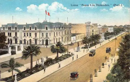 A877 Peru Lima Paseo 9 Diciembre Boulevard Autos Oldtimer Postkarte