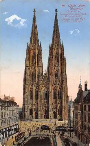 L164 Deutschland Köln Kölner Dom West Teil Straßenbahnen Vintage Postkarte