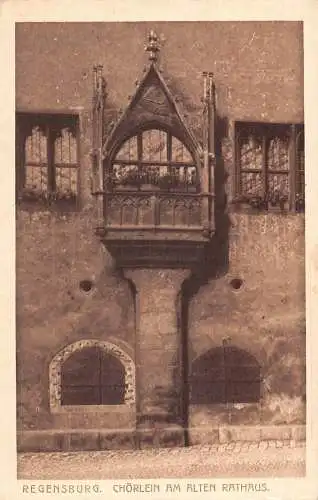 L164 Deutschland Regensburg Choerlein am Alten Rathaus Balkon Vintage Postkarte