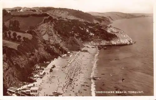 A885 England Torquay Oddicombe Beach RPPC 1935 Vintage Postkarte