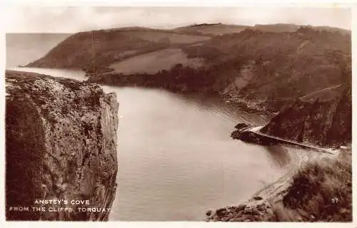 A885 England Torquay Anstey's Cove From Cliffs RPPC Vintage Postkarte