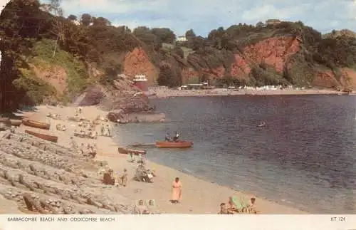 A885 England 1952 Babbacombe Beach und Oddicombe Beach Vintage Postkarte