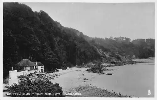 A885 England Bay vom Balkon Cary Arms Hotel Babbacombe Vintage Postkarte