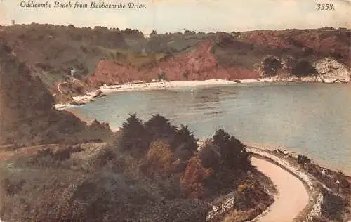 A885 England 1937 Oddicombe Beach vom Babbacombe Drive Vintage Postkarte