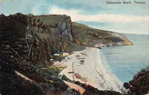 A885 England 1904 Oddicombe Beach Torquay Vintage Postkarte