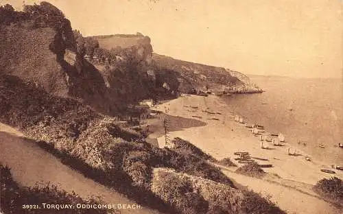 A885 England 1913 Torquay Oddicombe Beach Vintage Postkarte