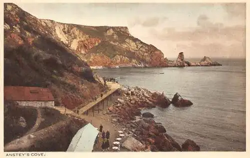 A885 England Anstey's Cove Vintage Postkarte