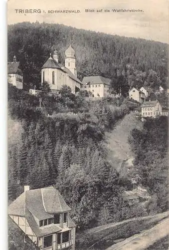 L165 Deutschland 1908 Triberg Schwarzwald Blick auf die Wallfahrtskirche Vintage Postkarte
