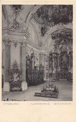 L165 Deutschland Ottobeuren Klosterkirche Seitenansicht Interieur Vintage Postkarte