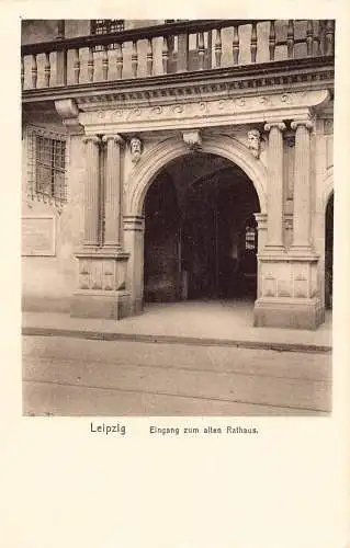 L166 Deutschland Leipzig Eingang Altes Rathaus Vintage Postkarte
