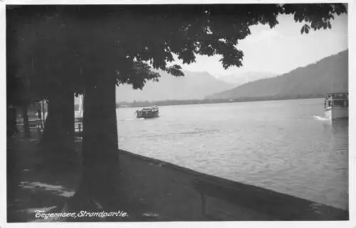 L167 Deutschland Tegernsee Strandpartie See Boot Vintage Postkarte