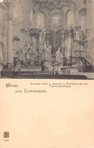 L166 Deutschland Gruss aus Lichtenfels Altar Kirche Heiligtum Innenraum Vintage Postkarte