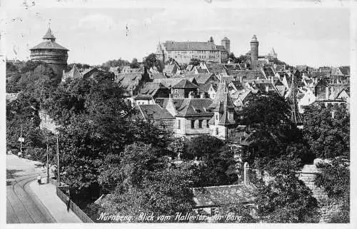 A063 Deutschland 1934 Nürnberg Ansicht Hallertor zur Burg Panorama Postkarte